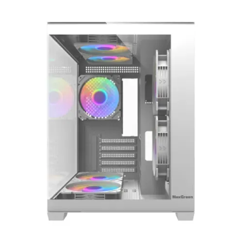 MaxGreen Bright Wave F7 Mid Tower M-ATX Gaming Casing With 7x ARGB Fan